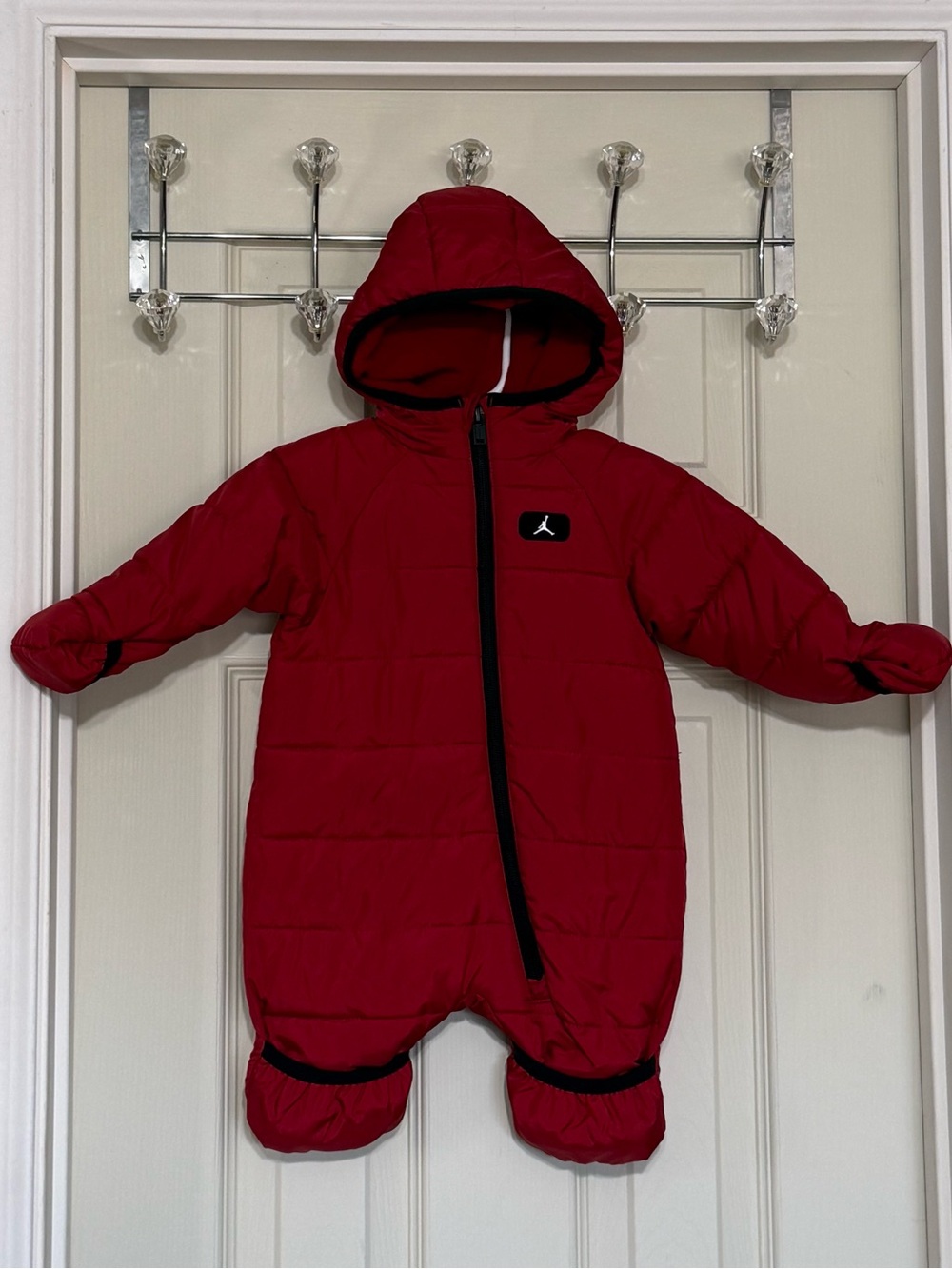 Jordan Jumpman Red & Black 6 Month Kids One Piece Lined Puffer bodysuit